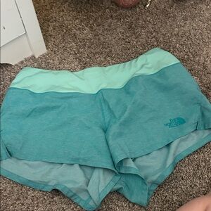 The North Face Women's Aqua and Mint Athletic Shorts